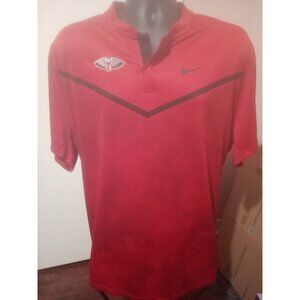 Nike Tiger Woods Collection Dri Fit Shirt Mens XL Red Henley Snap New Orleans